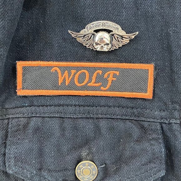 Dream Apparel Black Denim Biker Vest W/ Patches & Buttons Laced Sides Size L - Picture 4 of 16